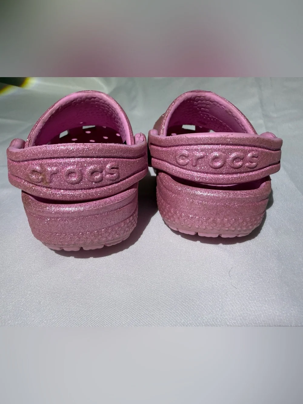 Crocs Toddler Girls Sparkly Pink Glitter Clogs Size 4C